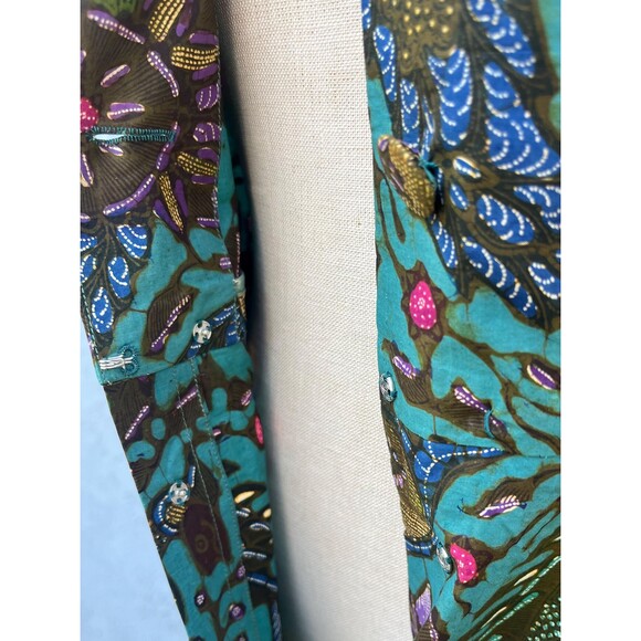 Vintage 60s Sheath Dress Size XS/Small with Bold Bohemian Print Vented back - Picture 6 of 7